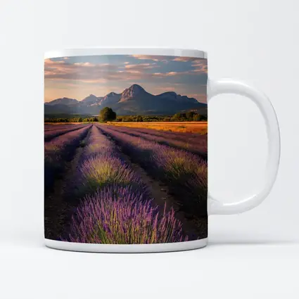 Lavender Fields With Mountain Backdrop Sunset