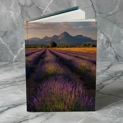 Lavender Fields With Mountain Backdrop Sunset