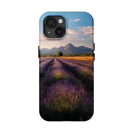 Lavender Fields With Mountain Backdrop Sunset