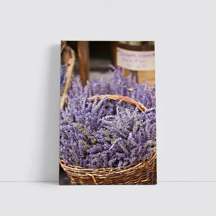 Lavender Bundles in Wicker Basket Market