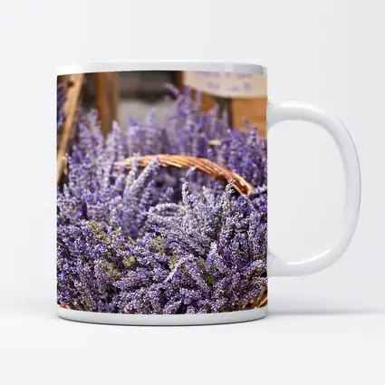 Lavender Bundles in Wicker Basket Market