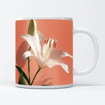 White Lily Flower Soft Peach Background