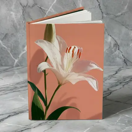 White Lily Flower Soft Peach Background