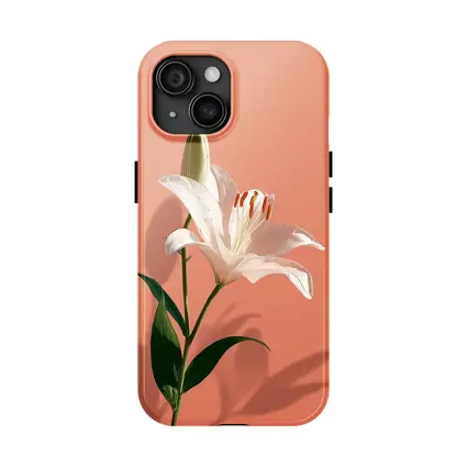 White Lily Flower Soft Peach Background