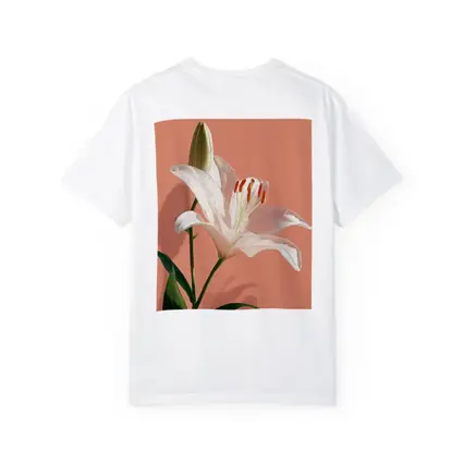 White Lily Flower Soft Peach Background