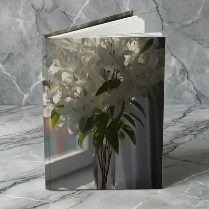 White Lilies Bouquet Glass Vase Window Light