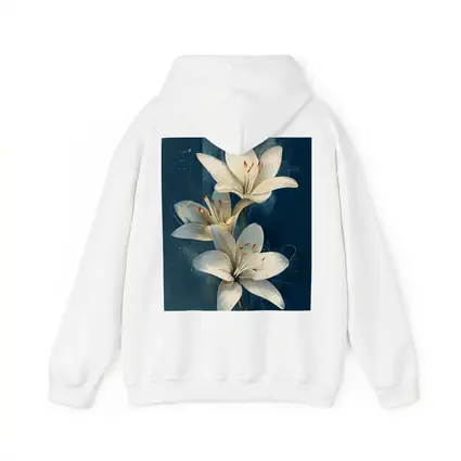 White Lily Flowers Dark Blue Background Art
