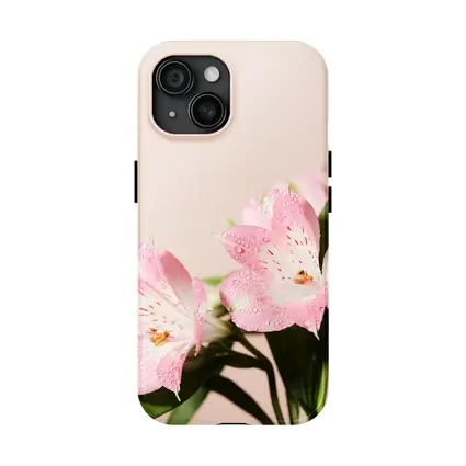 Pink Alstroemeria Flowers Soft Blush Background