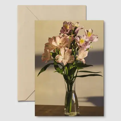 Pink Alstroemeria Bouquet in Glass Vase