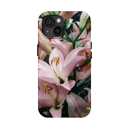 Pink Lily Flowers Close Up Dark Background