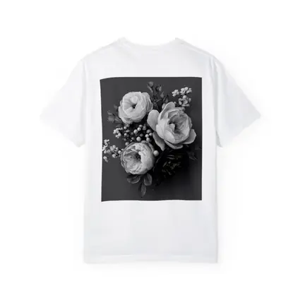 Black and White Peony Bouquet Gray Background