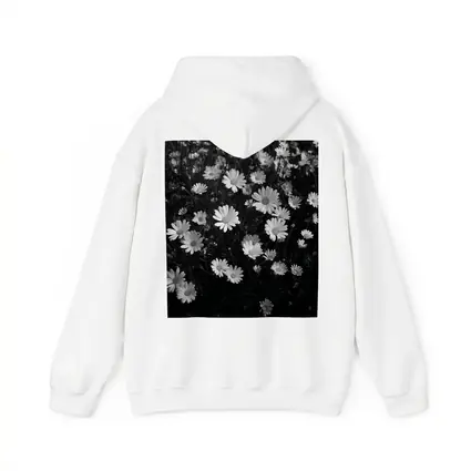 Black and White Daisy Field Floral Art