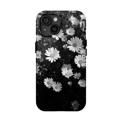 Black and White Daisy Field Floral Art