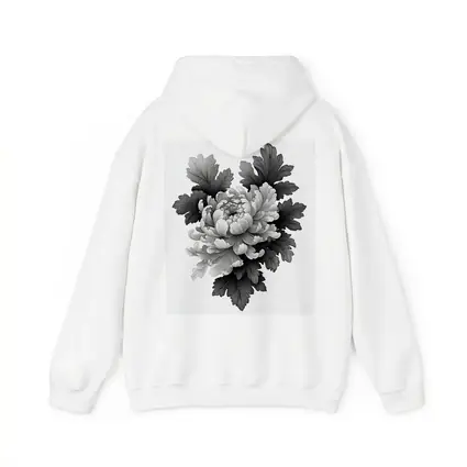 Black and White Chrysanthemum Botanical Illustration