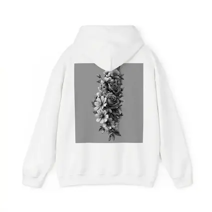 Black and White Rose Wildflower Botanical Art