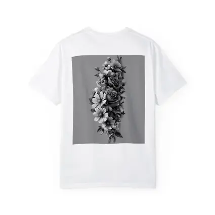 Black and White Rose Wildflower Botanical Art