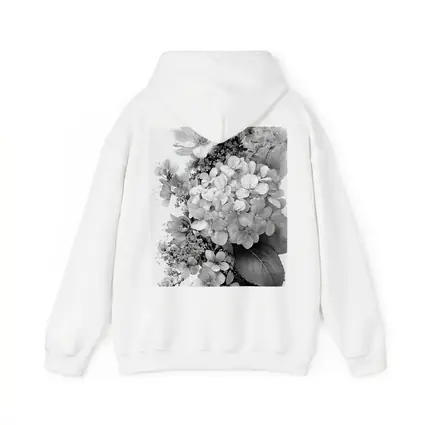 Black and White Hydrangea Botanical Floral Art