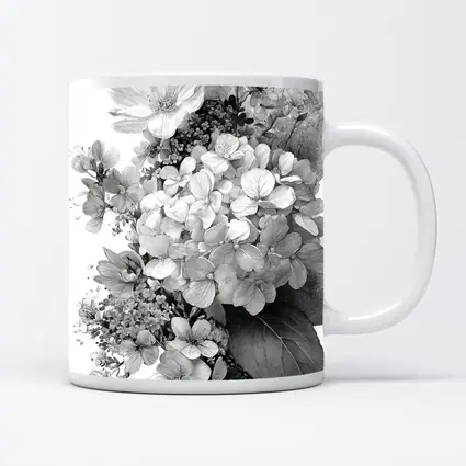 Black and White Hydrangea Botanical Floral Art