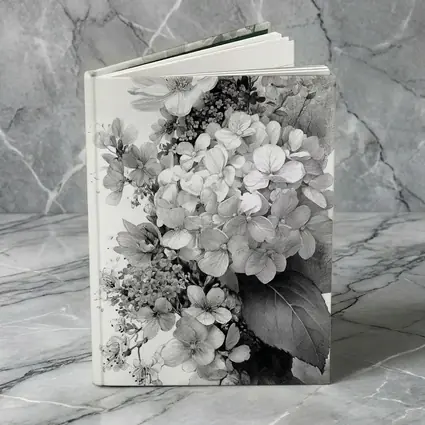 Black and White Hydrangea Botanical Floral Art