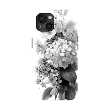 Black and White Hydrangea Botanical Floral Art