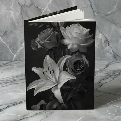 Black And White Roses Lilies Dark Background