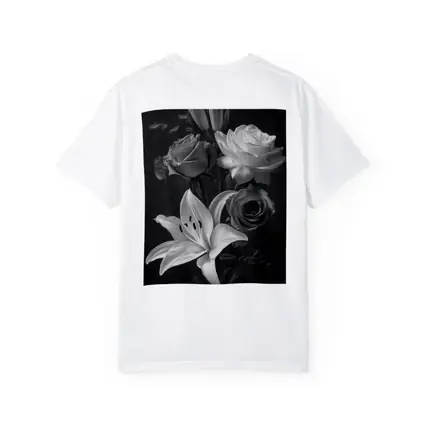 Black And White Roses Lilies Dark Background