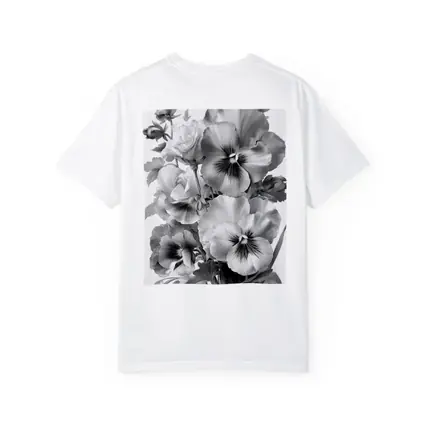 Black and White Pansy Flowers Botanical Art