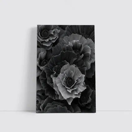 Black and White Peony Flowers Dark Art