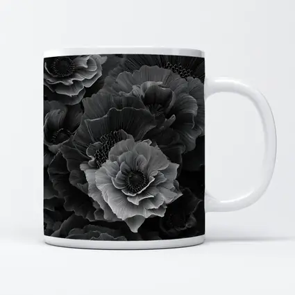 Black and White Peony Flowers Dark Art
