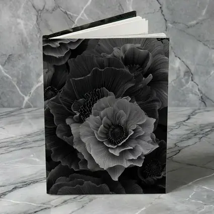 Black and White Peony Flowers Dark Art