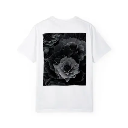 Black and White Peony Flowers Dark Art
