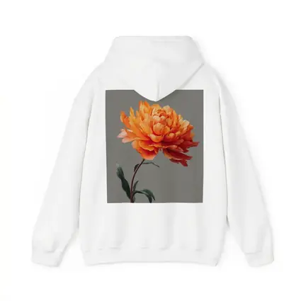 Orange Peony Flower Gray Background Art