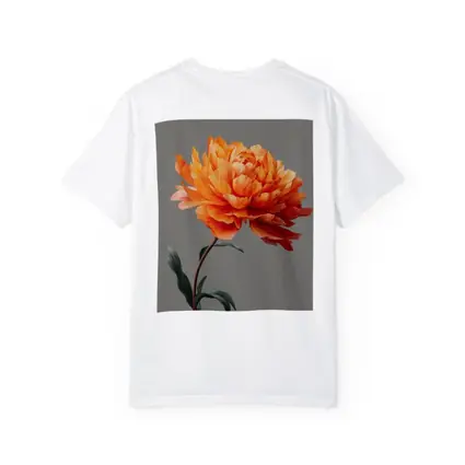 Orange Peony Flower Gray Background Art