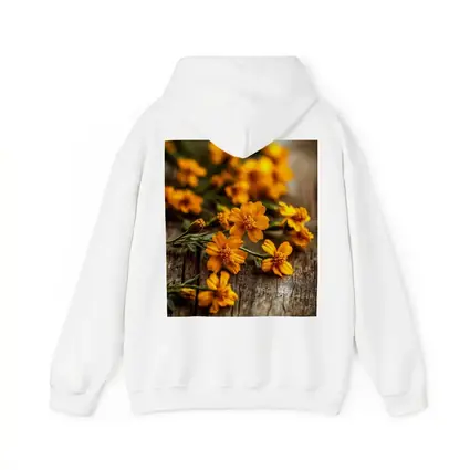 Orange Cosmos Flowers On Rustic Wood