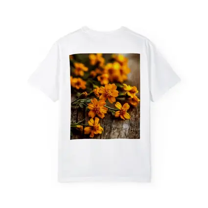 Orange Cosmos Flowers On Rustic Wood