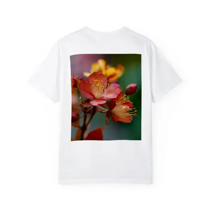 Red Orange Tropical Flowers Green Background