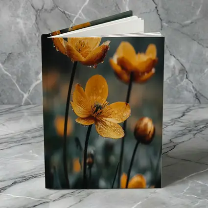 Orange Buttercup Flowers With Rain Drops