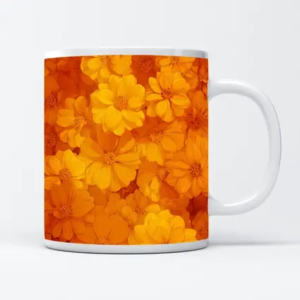 Yellow Orange Cosmos Flowers Floral Pattern