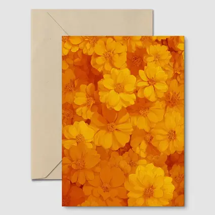 Yellow Orange Cosmos Flowers Floral Pattern