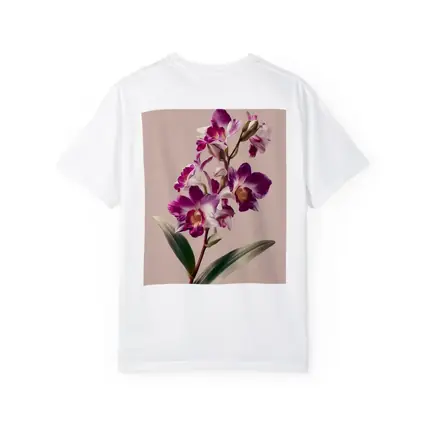 Purple Orchid Botanical Illustration Beige Background