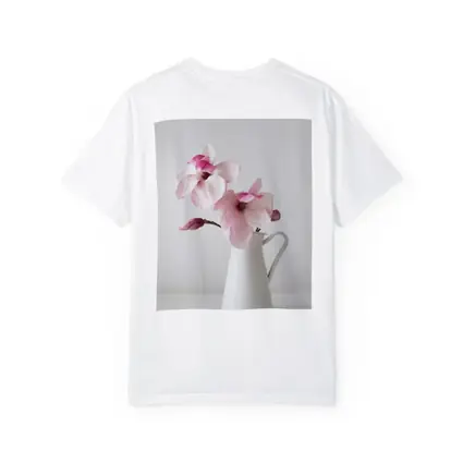 Pink Magnolia Flowers White Ceramic Pitcher
