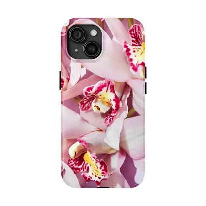 Pink Cymbidium Orchids on Pink Background