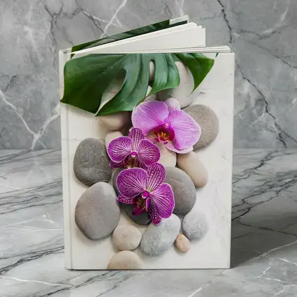 Pink Orchids Monstera Leaf Zen Stones