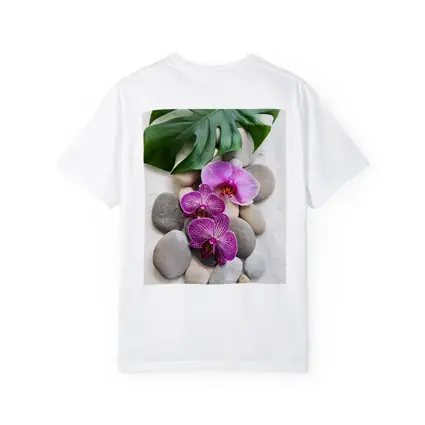 Pink Orchids Monstera Leaf Zen Stones