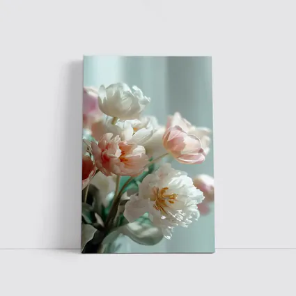 Soft Pink White Tulips Pastel Background