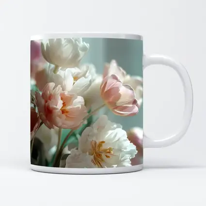 Soft Pink White Tulips Pastel Background