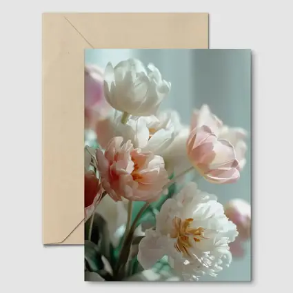 Soft Pink White Tulips Pastel Background