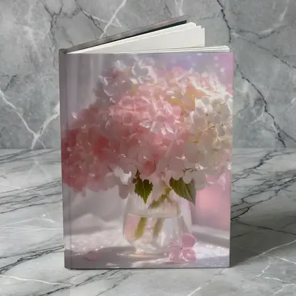 Pink White Hydrangeas Glass Vase Window Light