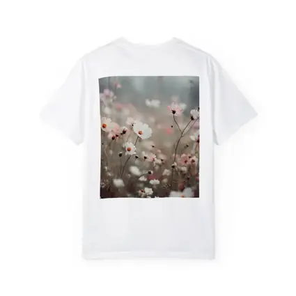 Pink White Cosmos Flowers Misty Field