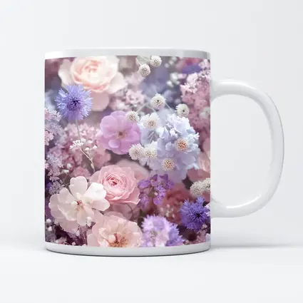 Pink Roses Purple Wildflowers Soft Floral